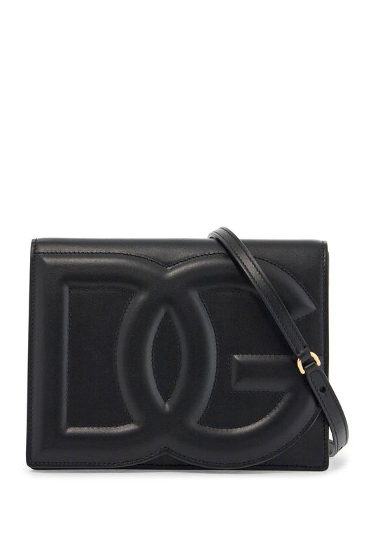 Dolce & Gabbana black calfskin shoulder bag with embossed logo and adjustable strap Handbag Dolce & Gabbana