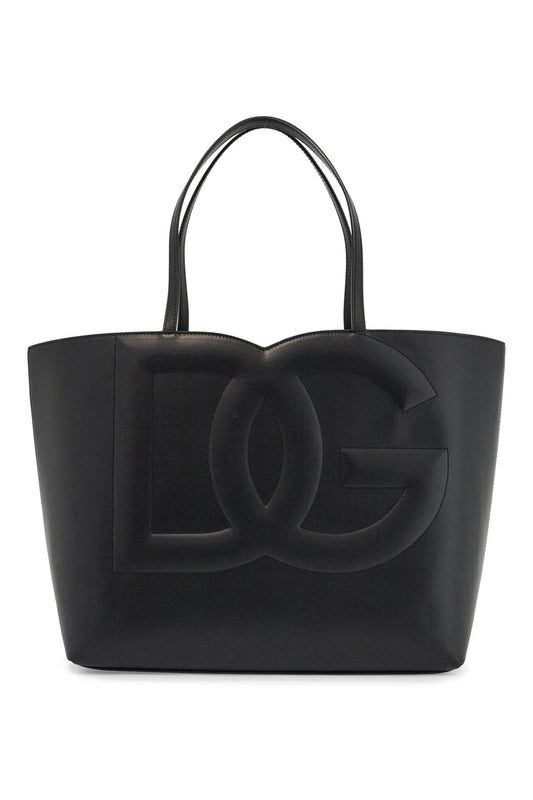 Dolce & Gabbana black calfskin shopping bag with embossed logo Shopper Dolce & Gabbana