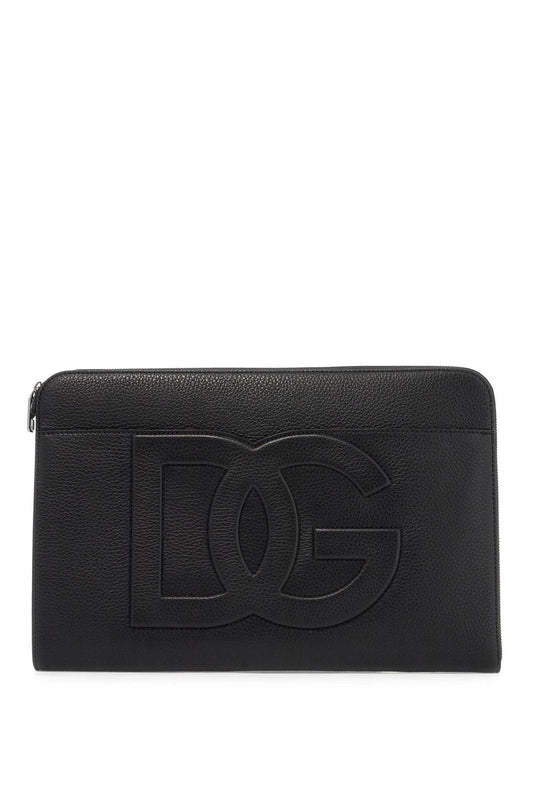 Dolce & Gabbana large hammered leather pouch