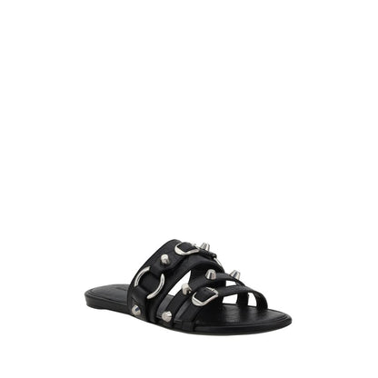 Balenciaga Black Calf Leather Bos Taurus Flat Sandals Balenciaga
