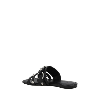 Balenciaga Black Calf Leather Bos Taurus Flat Sandals Balenciaga
