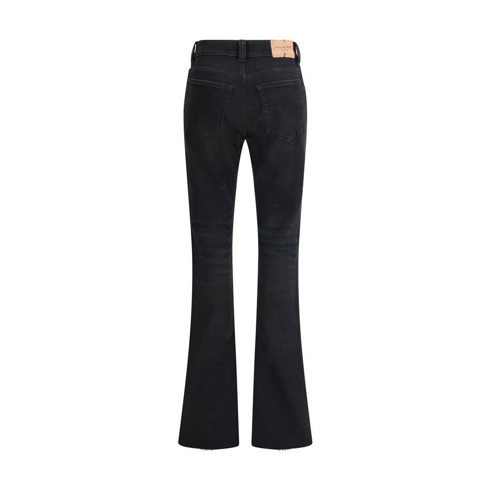 Balenciaga Black Cotton Bootcut Jeans Balenciaga