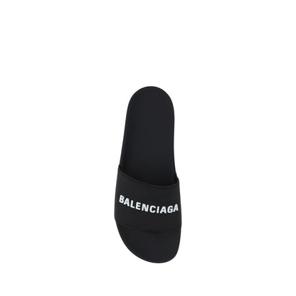 Balenciaga Black Rubber Flat Sandals Balenciaga