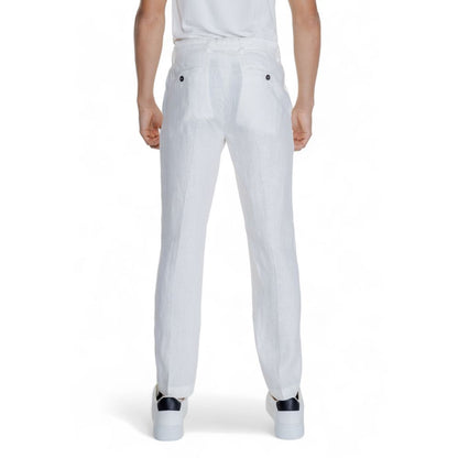 Borghese White Linen Casual Pants Borghese