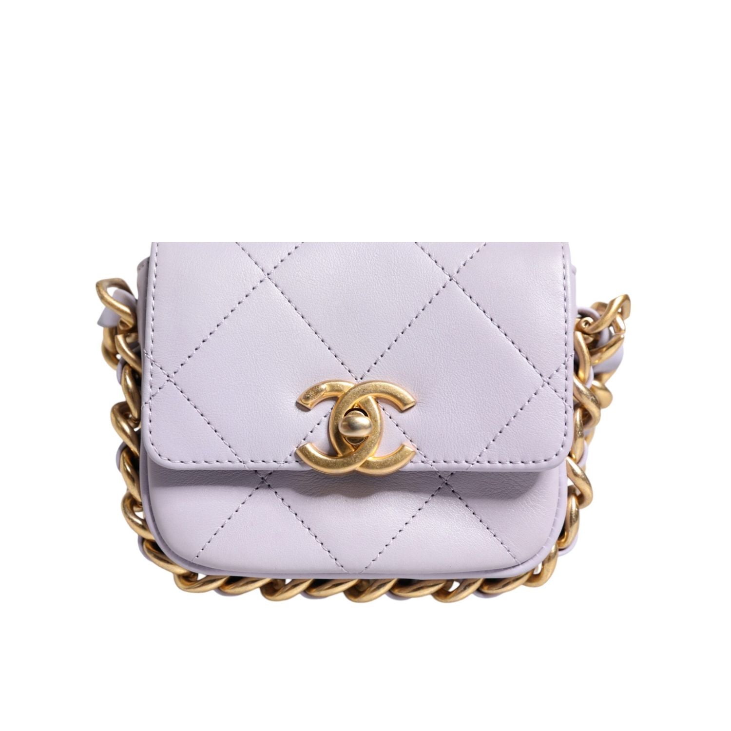 Chanel Blue Quilted Calfskin Framing Chain Flap Mini crossbody Bag