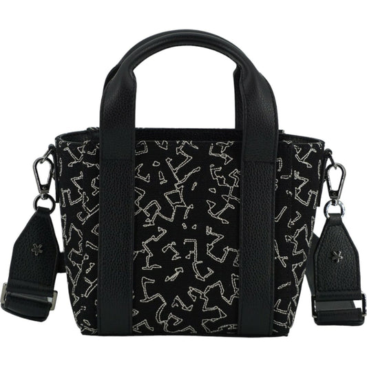 Black Leather and Canvas Small Tote Bag Jimmy Choo