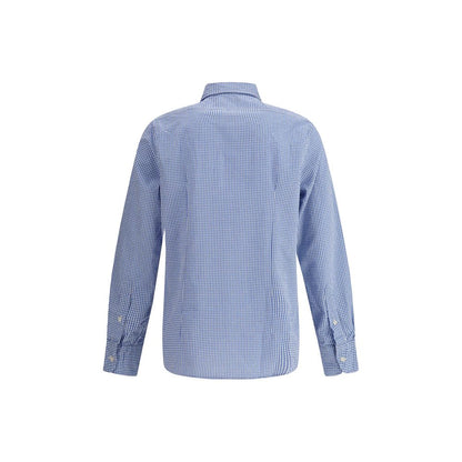 Deperlu Light Blue Cotton Pattern Shirt Deperlu