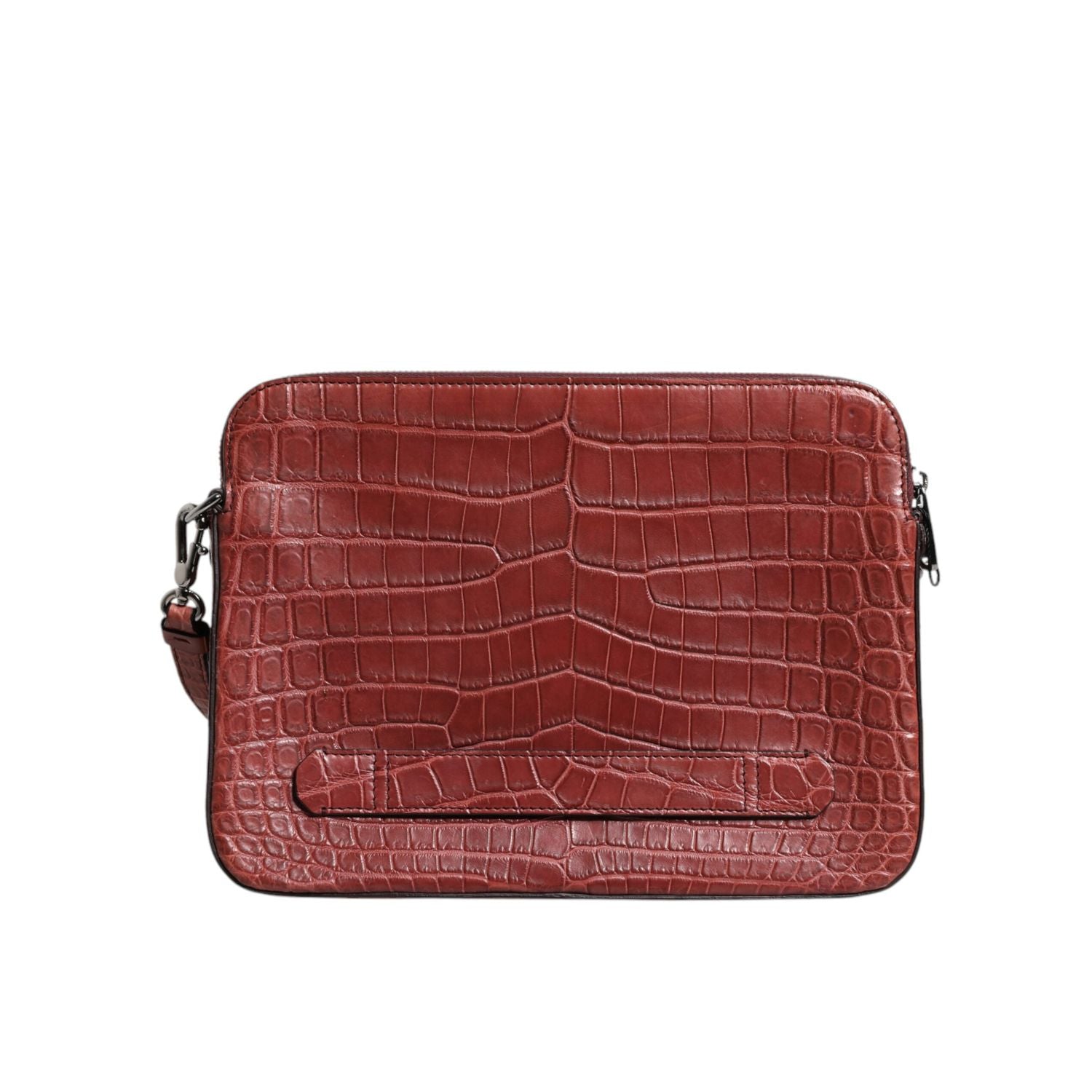 Dolce & Gabbana Bordeaux Croc Leather Logo Plaque Men Briefcase Bag