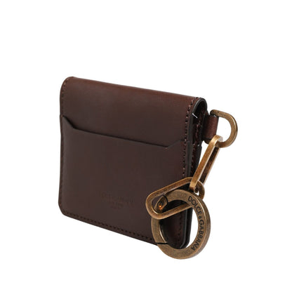 Dolce & Gabbana Brown Leather Logo Embossed Key Chain Card Holder Wallet