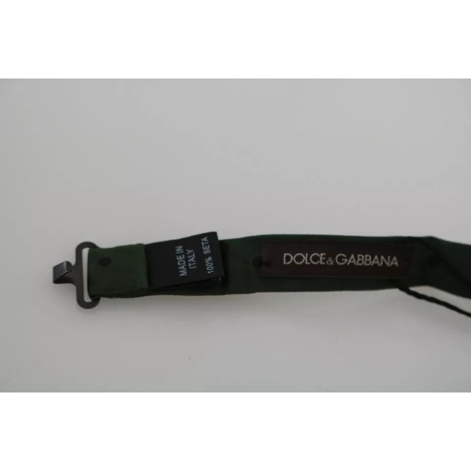 Dolce & Gabbana Green Dotted Silk Adjustable Neck Bow Tie