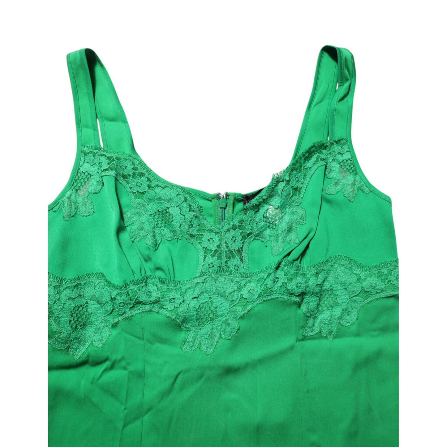 Dolce & Gabbana Green Floral Lace Tank Lingerie Top Underwear