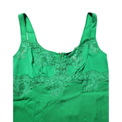 Dolce & Gabbana Green Floral Lace Tank Lingerie Top Underwear