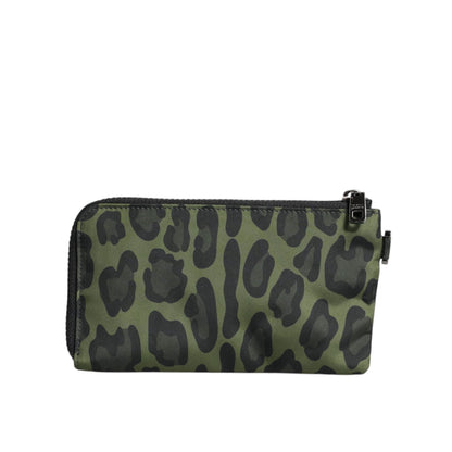 Dolce & Gabbana Green Leopard Leather Logo Plaque Multifunctional Kit Bag