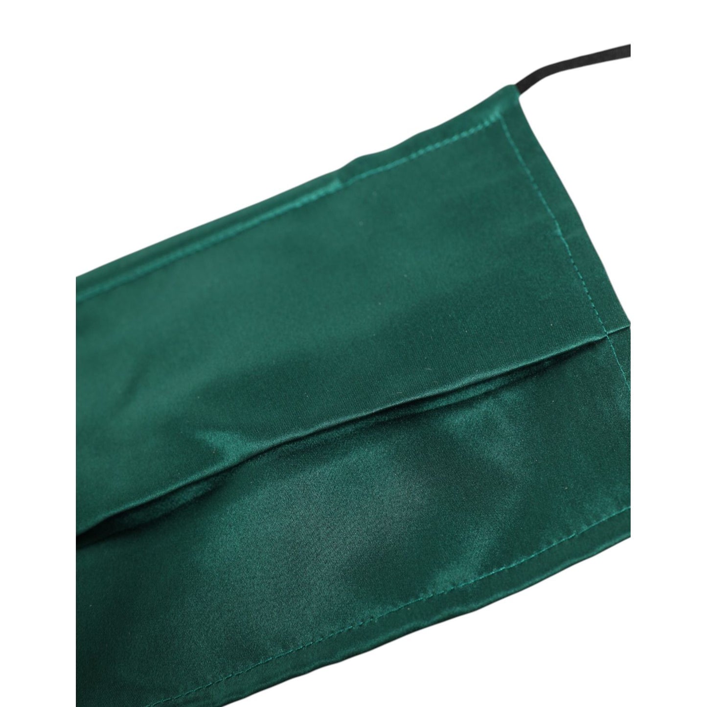 Dolce & Gabbana Green Silk Pleated Elastic Ear Strap Face Mask