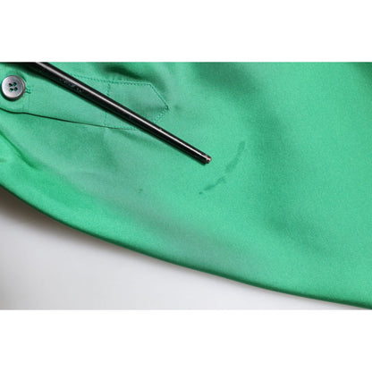 Dolce & Gabbana Green Silk Satin Long Sleeves Casual Shirt