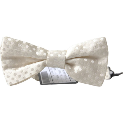 Dolce & Gabbana Ivory Fantasy Pattern Adjustable Neck Papillon Bow Tie