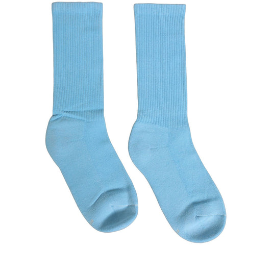 Dolce & Gabbana Light Blue Cotton Ribbed Mid Calf Accessory Socks