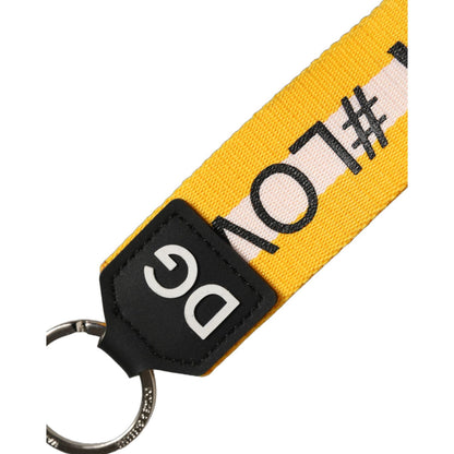 Dolce & Gabbana Multicolor Logo Polyester Brass Holder Keychain Keyring