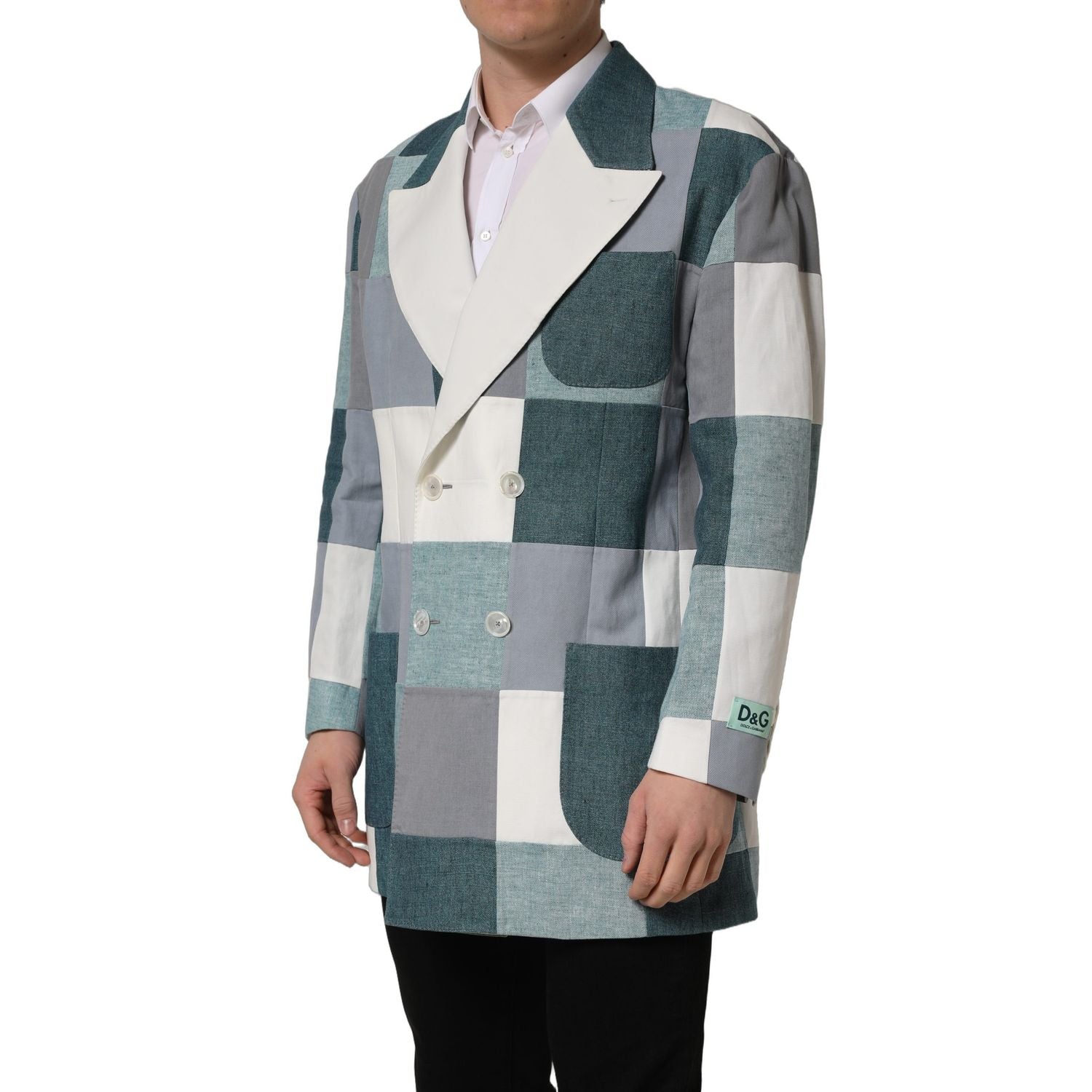 Dolce & Gabbana Multicolor Patchwork Linen Double Breasted Jacket