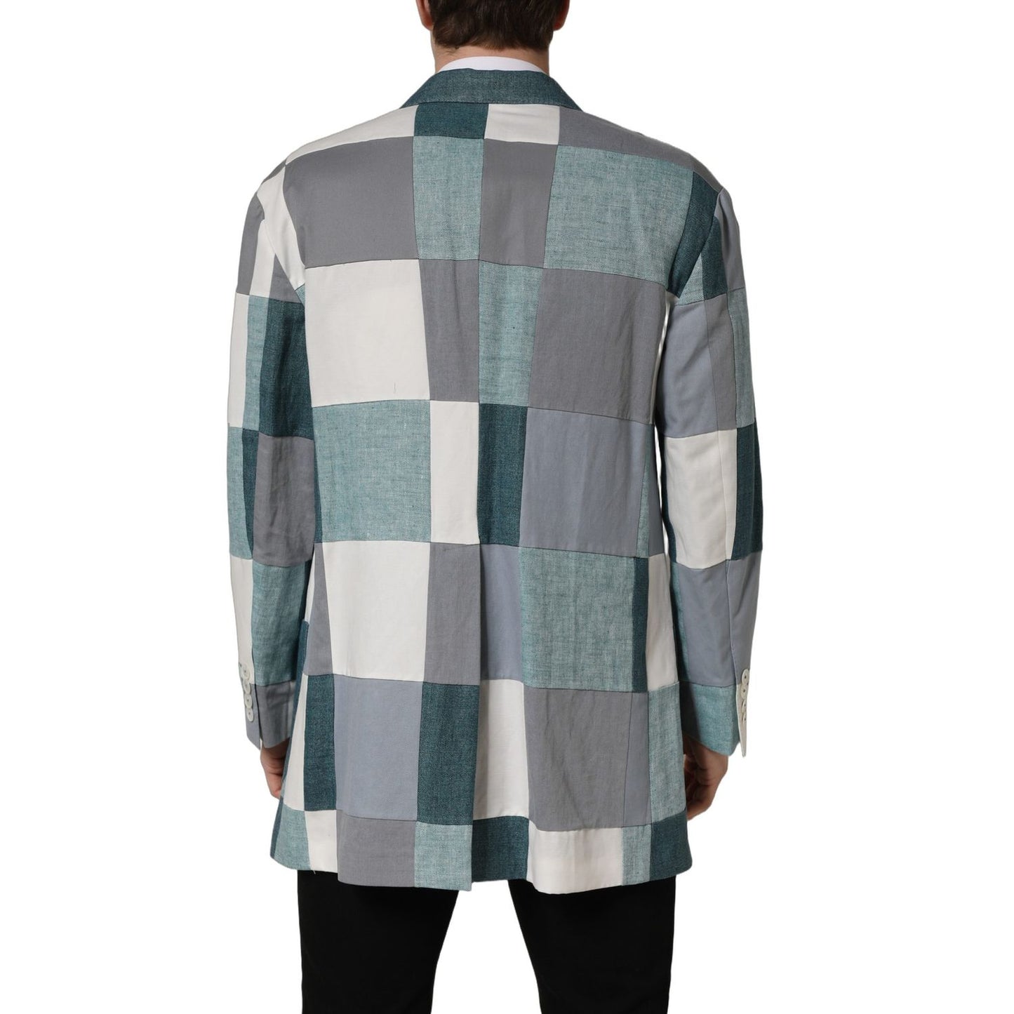 Dolce & Gabbana Multicolor Patchwork Linen Double Breasted Jacket