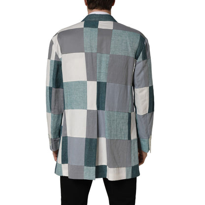 Dolce & Gabbana Multicolor Patchwork Linen Double Breasted Jacket