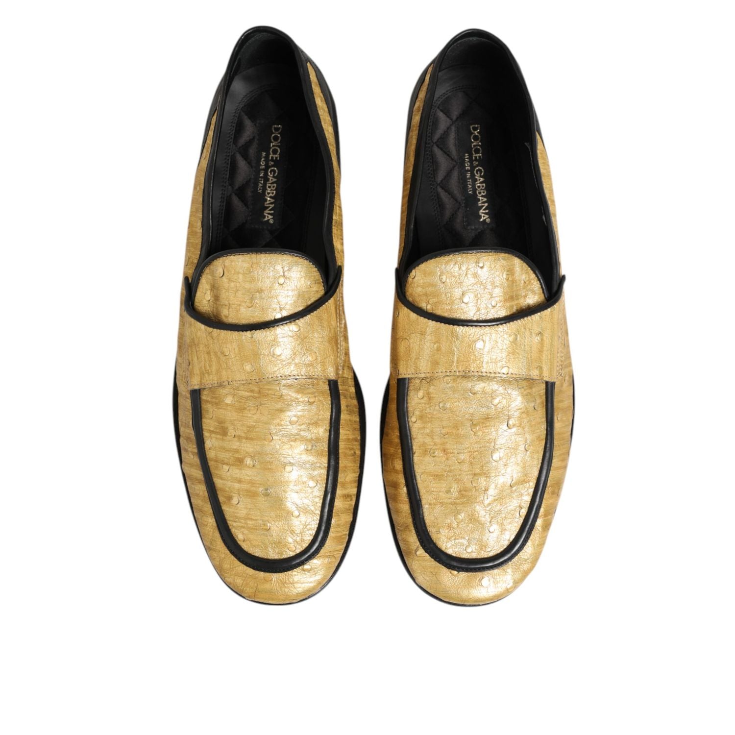 Dolce & Gabbana Yellow Black Leather Slip On Loafers Shoes