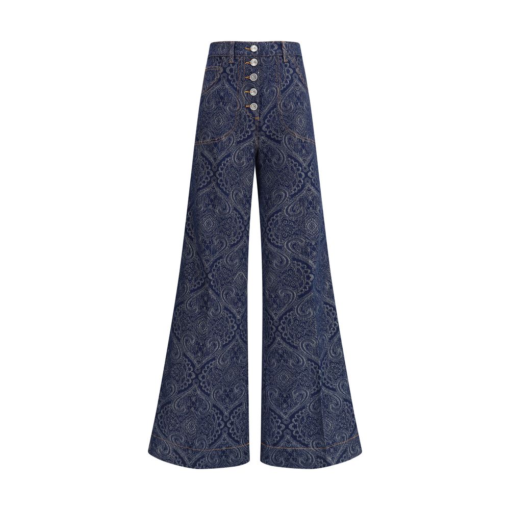 Etro Blue Cotton Flared Jeans Etro