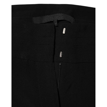 Exte Black Viscose Acetate Blend Straight Leg High Waist Pants Exte