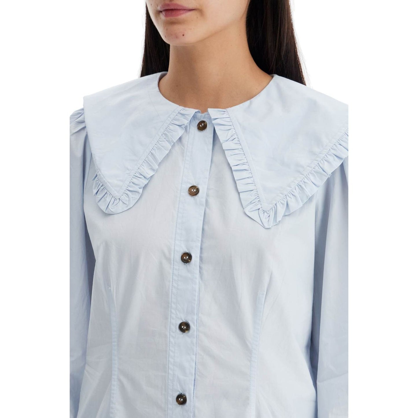 Ganni poplin shirt with oversized collar Topwear Ganni