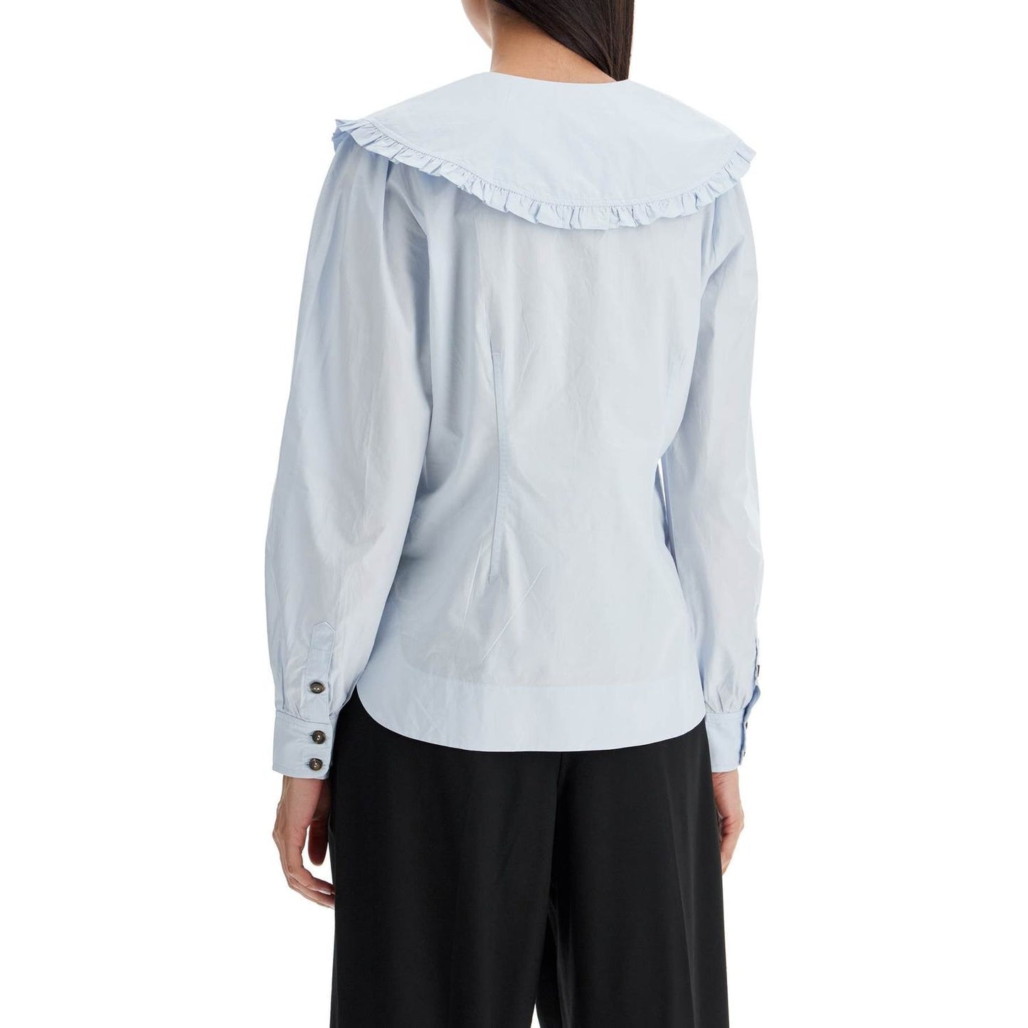 Ganni poplin shirt with oversized collar Topwear Ganni