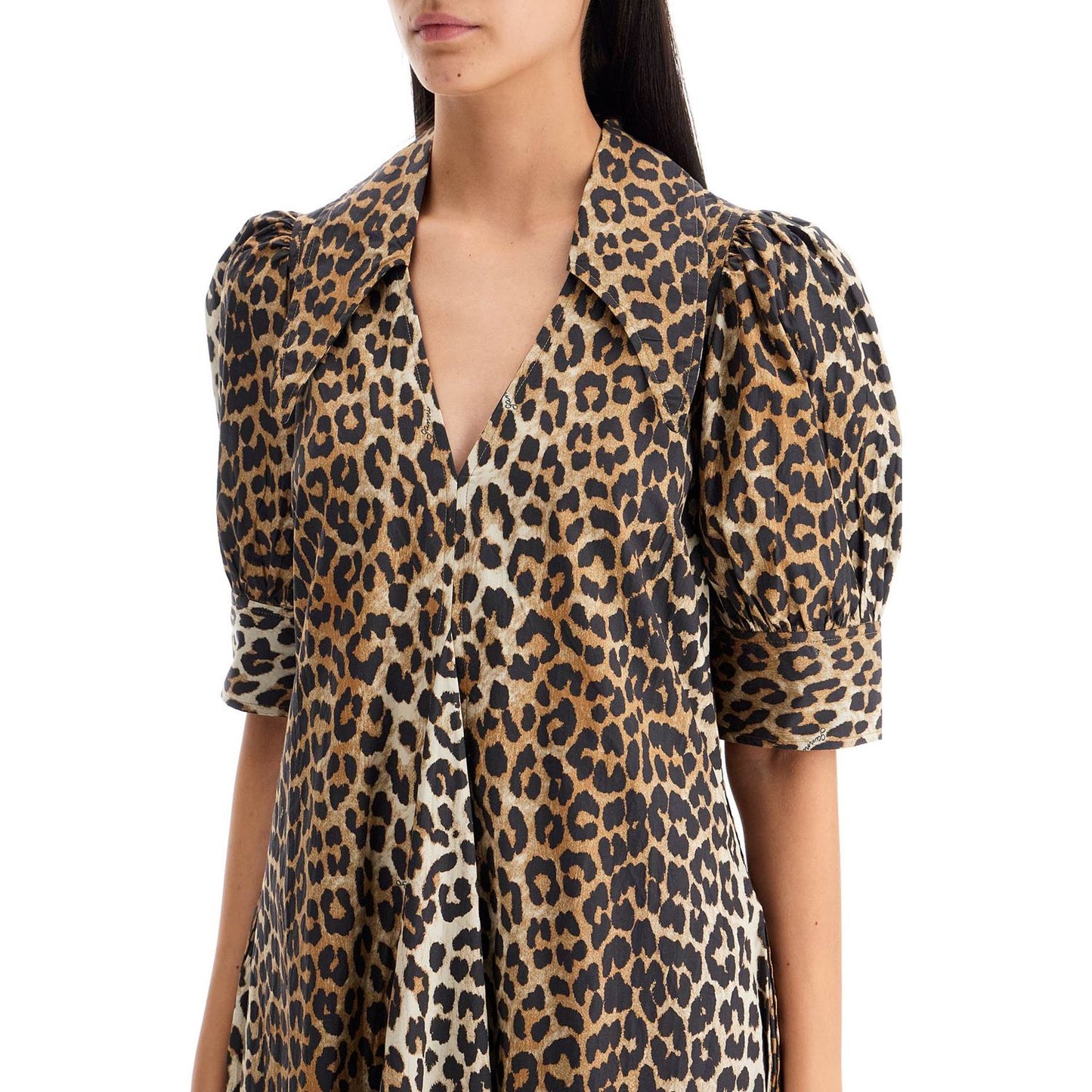 Ganni leopard print poplin dress Dresses Ganni