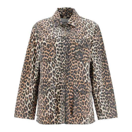 Ganni leopard print canvas overshirt Jackets Ganni