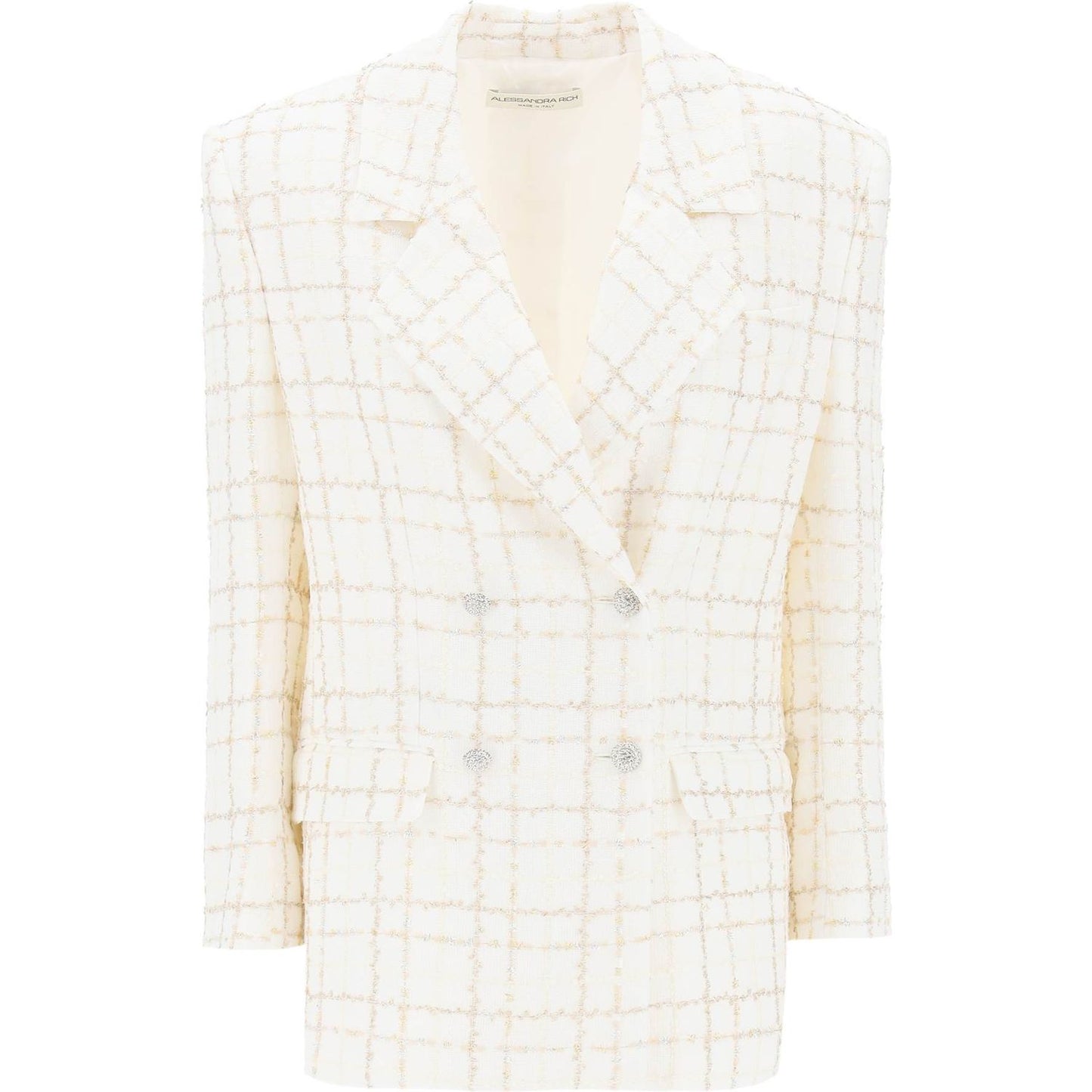 Alessandra Rich oversized tweed jacket with plaid pattern Jackets Alessandra Rich