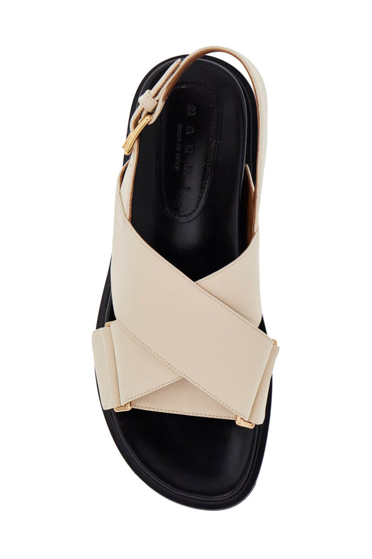 Marni fussbett sandals in silk white leather with low heel Sandals Marni