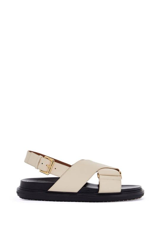 Marni fussbett sandals in silk white leather with low heel Sandals Marni