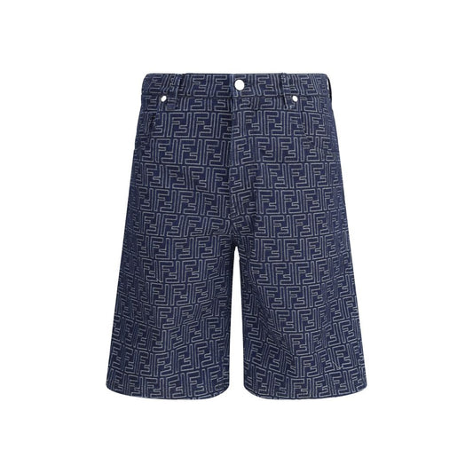 Fendi Blue Cotton Bermuda Shorts Fendi