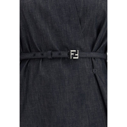 Fendi Blue Cotton Casual Dress Fendi