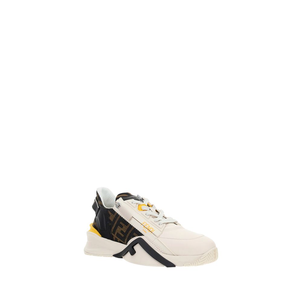 Fendi White Calf Leather Bos Taurus Athletic Sneakers Fendi