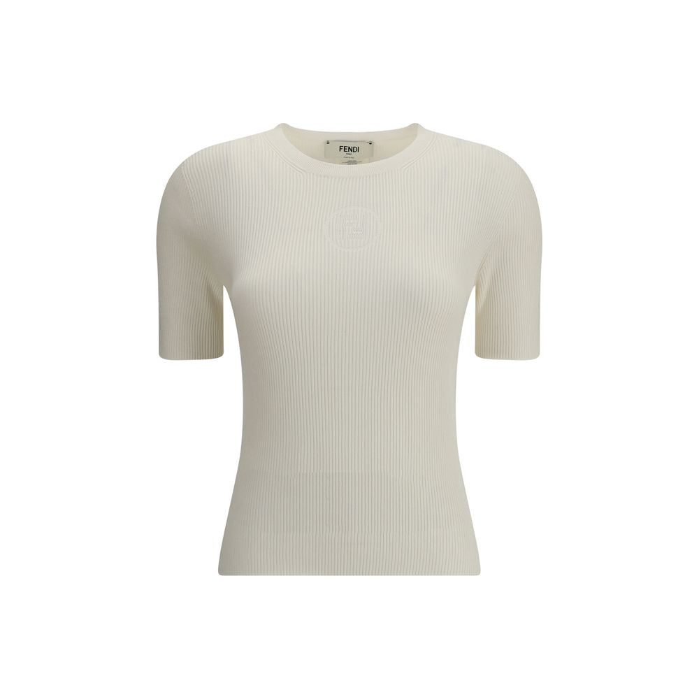 Fendi White Silk T-Shirt Fendi