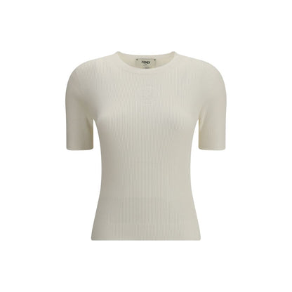 Fendi White Silk T-Shirt Fendi