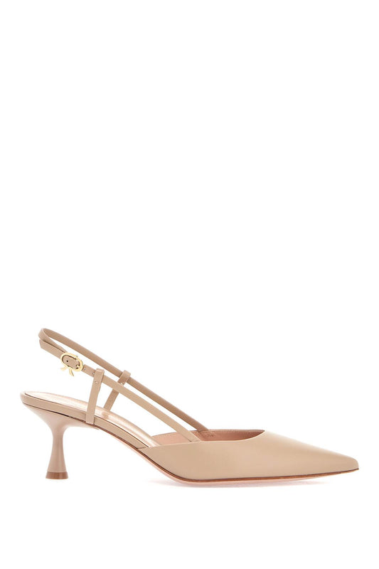 Gianvito Rossi sandy calfskin pumps with open-back and hook-and-loop closure Pumps Gianvito Rossi