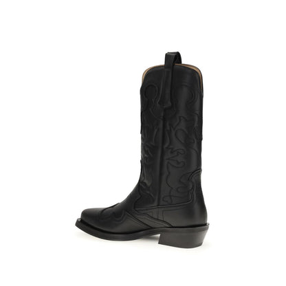 Ganni Black Recycled Leather Boots Ganni