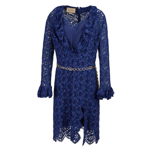 Gucci Blu Viscose and Cotton Mid Long Dress Gucci