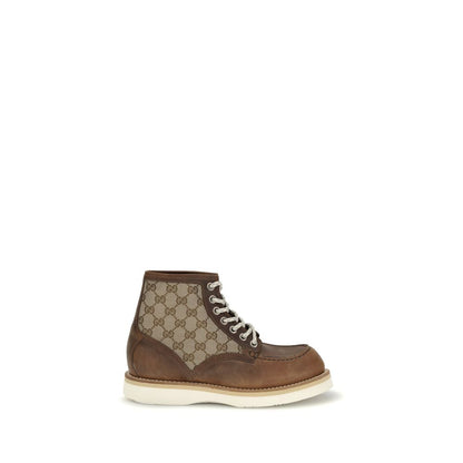 Gucci Brown Leather Lace-Up Boots
