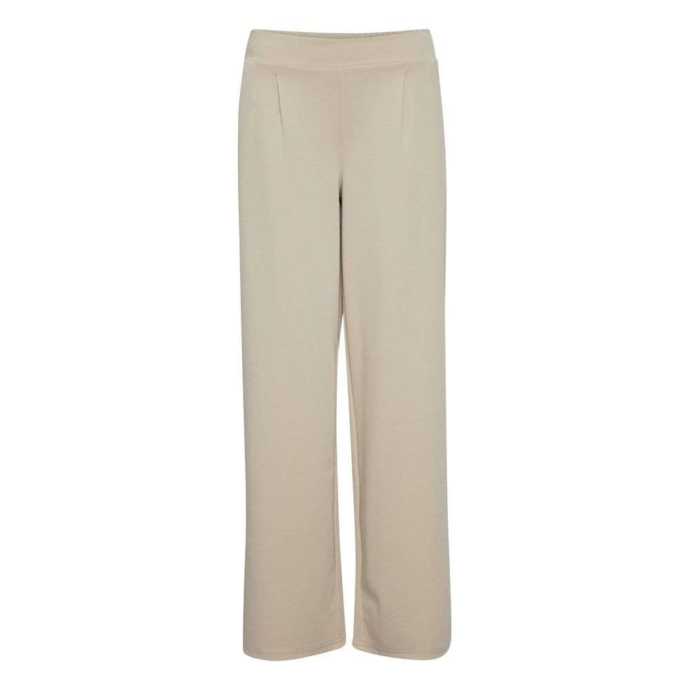 ICHI Beige Recycled Polyurethane Casual Pants ICHI