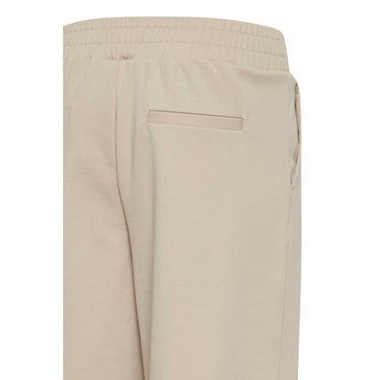 ICHI Beige Recycled Polyurethane Casual Pants ICHI