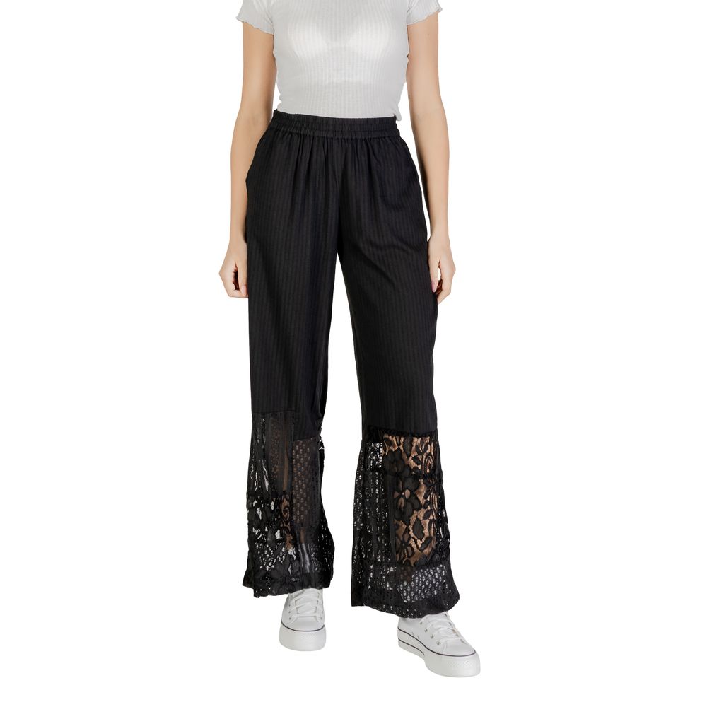 ICHI Black Cotton Pant ICHI