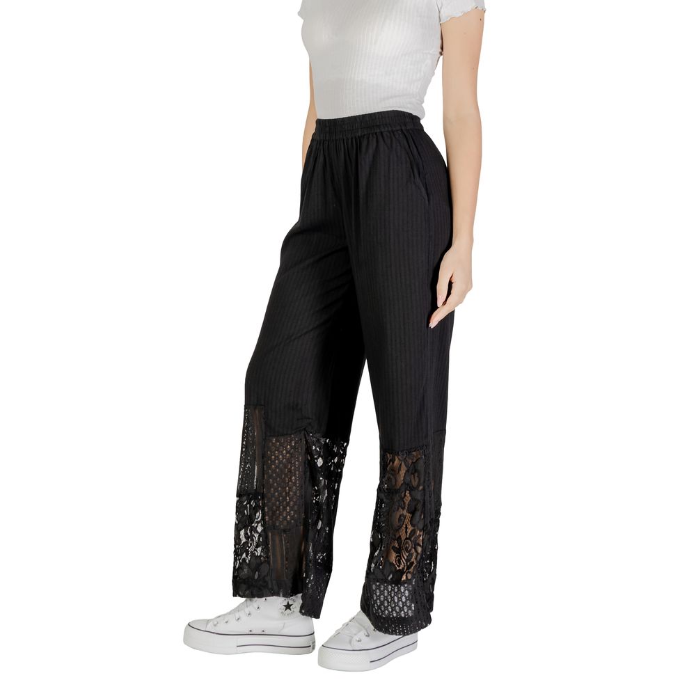 ICHI Black Cotton Pant ICHI