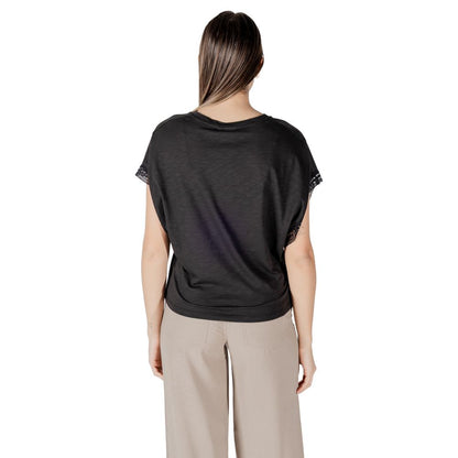 ICHI Black Cotton T-Shirt ICHI