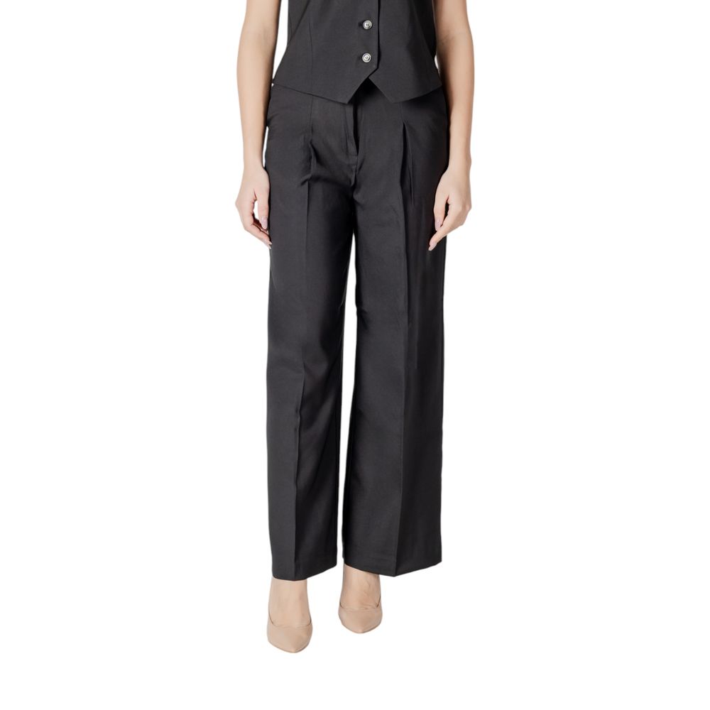 ICHI Black Polyester Pant ICHI